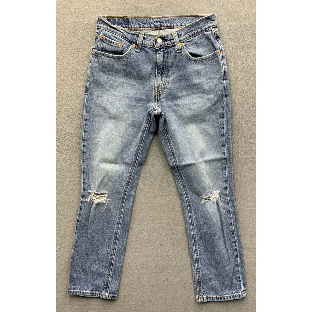 Levi's 541 Denim Jeans Men's Athletic Taper Blue Distressed Broken In Size 30X30